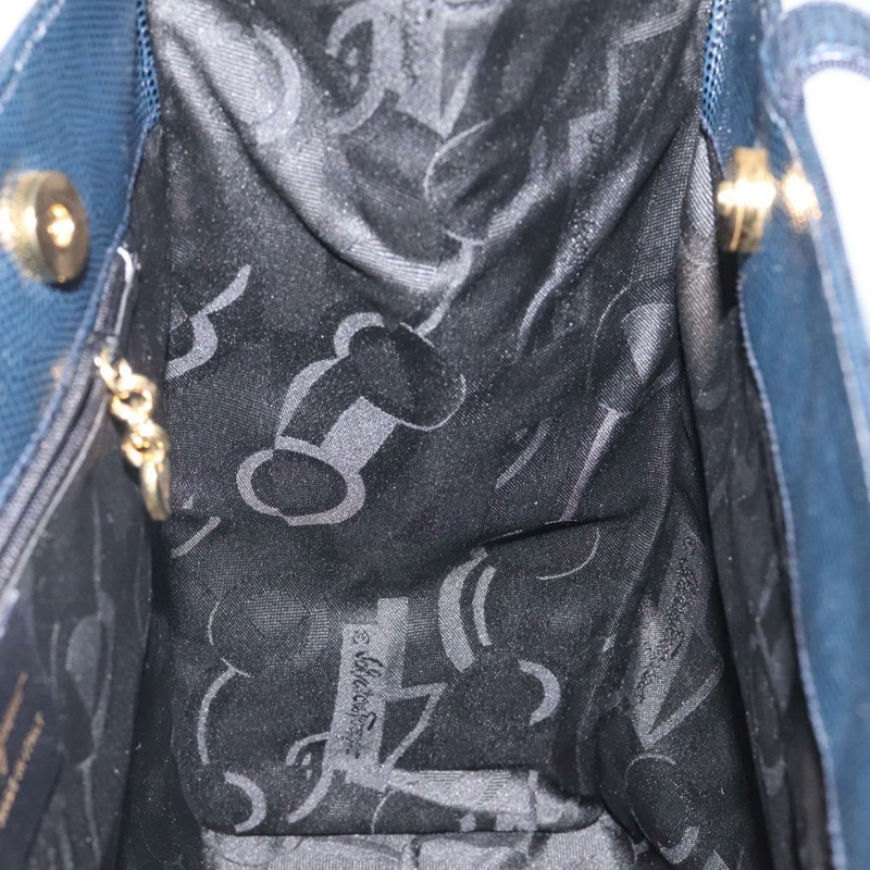 【日本直送】Salvatore Ferragamo 托特包皮革壓花海軍藍金色正品 gh069-16