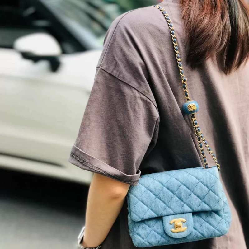 Chanel 牛仔金球方胖子 全新 晶片款 18*13*7-0