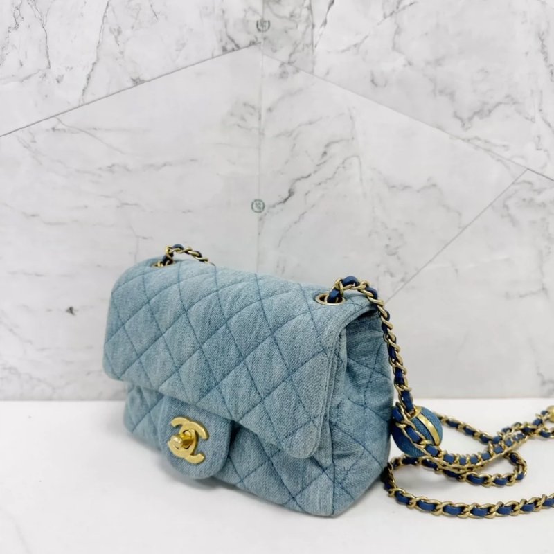 Chanel 牛仔金球方胖子 全新 晶片款 18*13*7-2