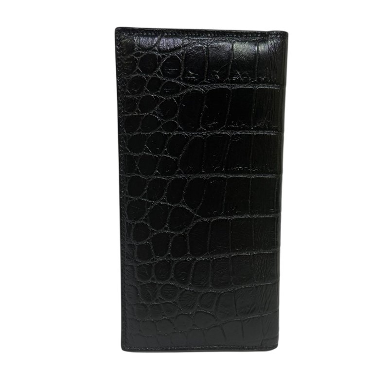【美收精品】YSL 黑色鱷魚紋長夾 2-372-1