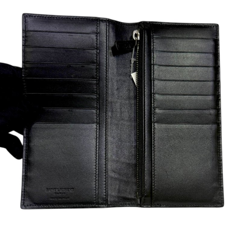 【美收精品】YSL 黑色鱷魚紋長夾 2-372-7