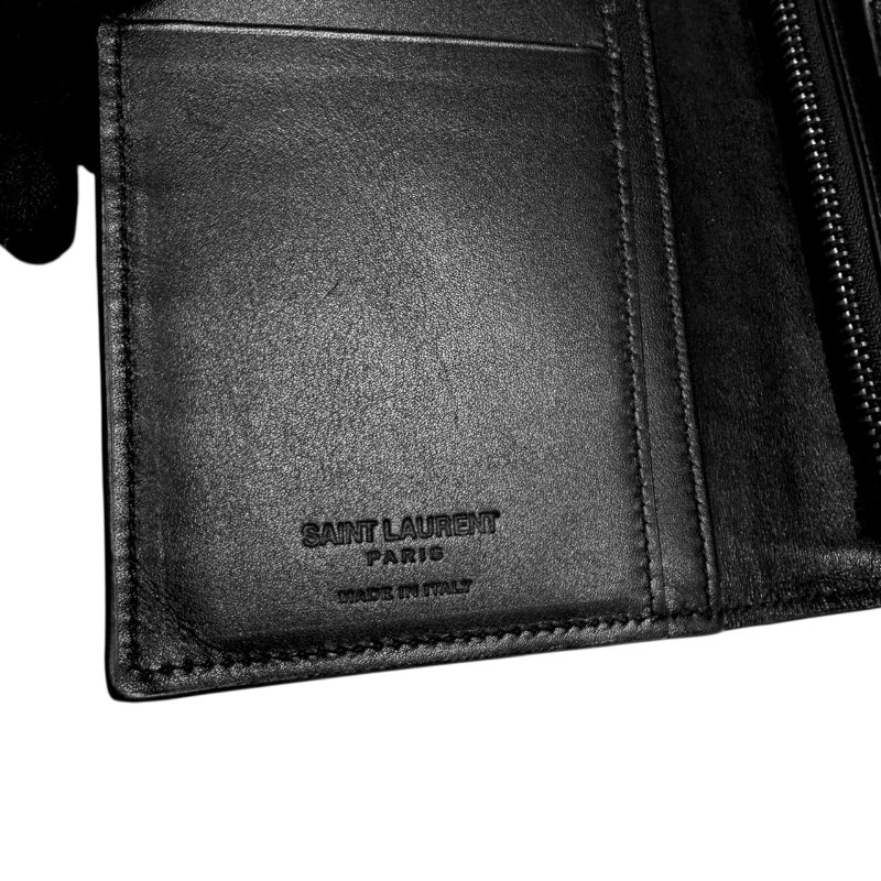 【美收精品】YSL 黑色鱷魚紋長夾 2-372-8
