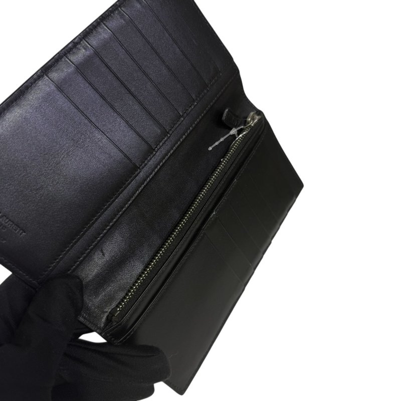 【美收精品】YSL 黑色鱷魚紋長夾 2-372-9
