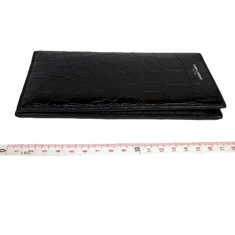 【美收精品】YSL 黑色鱷魚紋長夾 2-372-12
