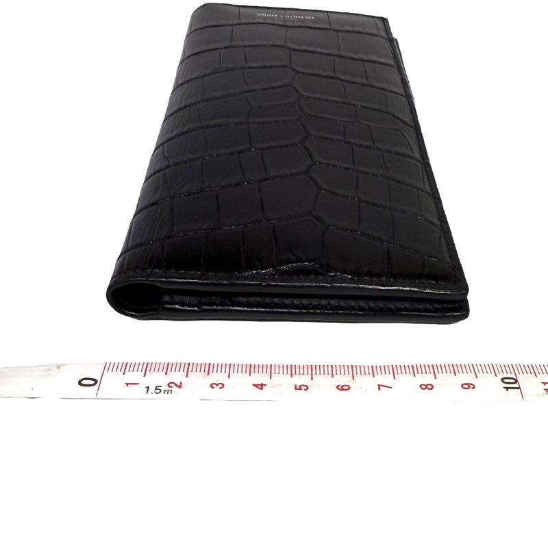 【美收精品】YSL 黑色鱷魚紋長夾 2-372-13