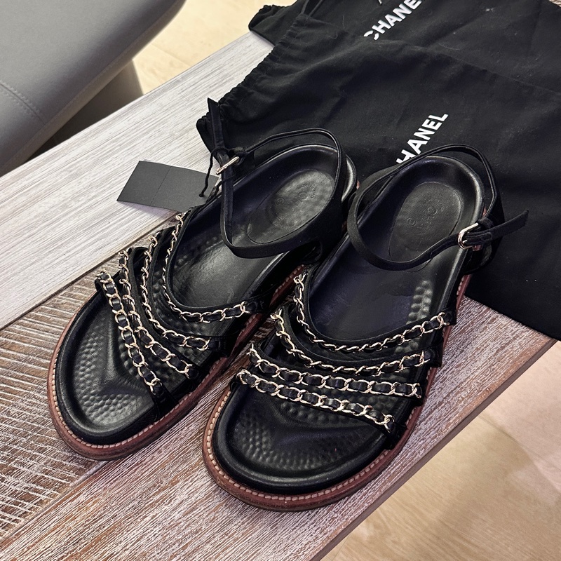 Chanel Chain Sandals 銀鏈小羊皮涼鞋-0