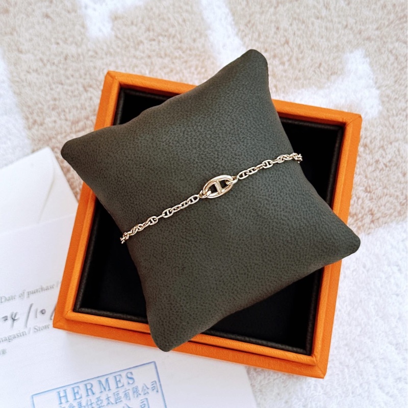 Hermes 愛馬仕 豬鼻子玫瑰金手鏈/全新美品-0