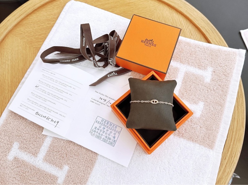 Hermes 愛馬仕 豬鼻子玫瑰金手鏈/全新美品-1
