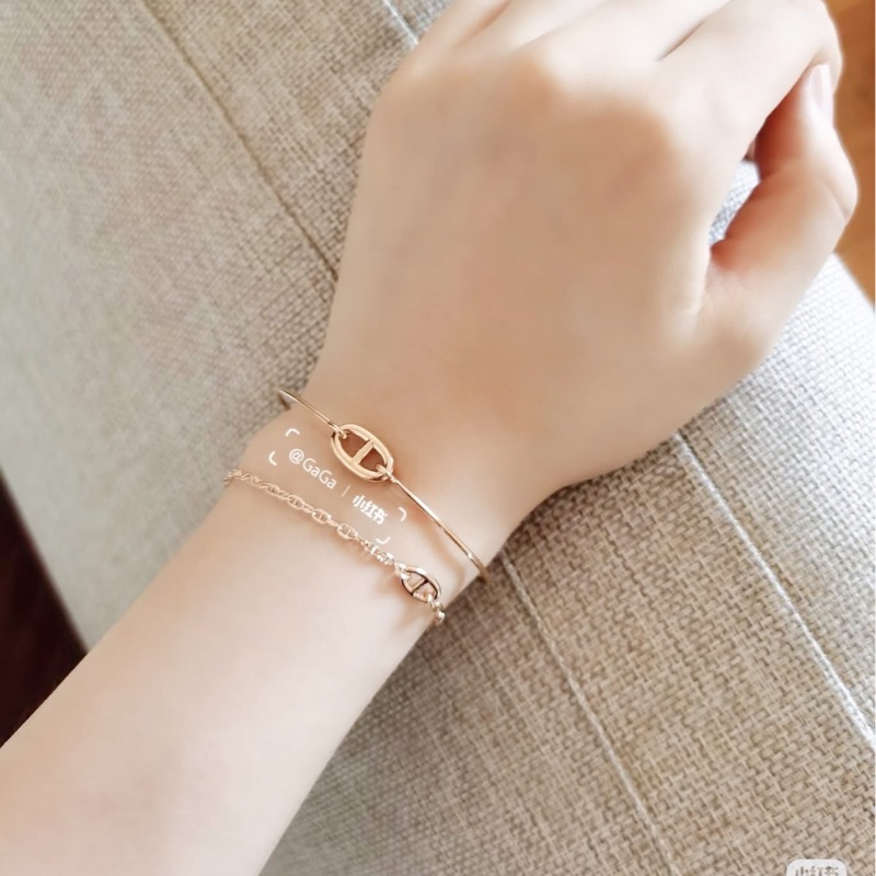 Hermes 愛馬仕 豬鼻子玫瑰金手鏈/全新美品-4