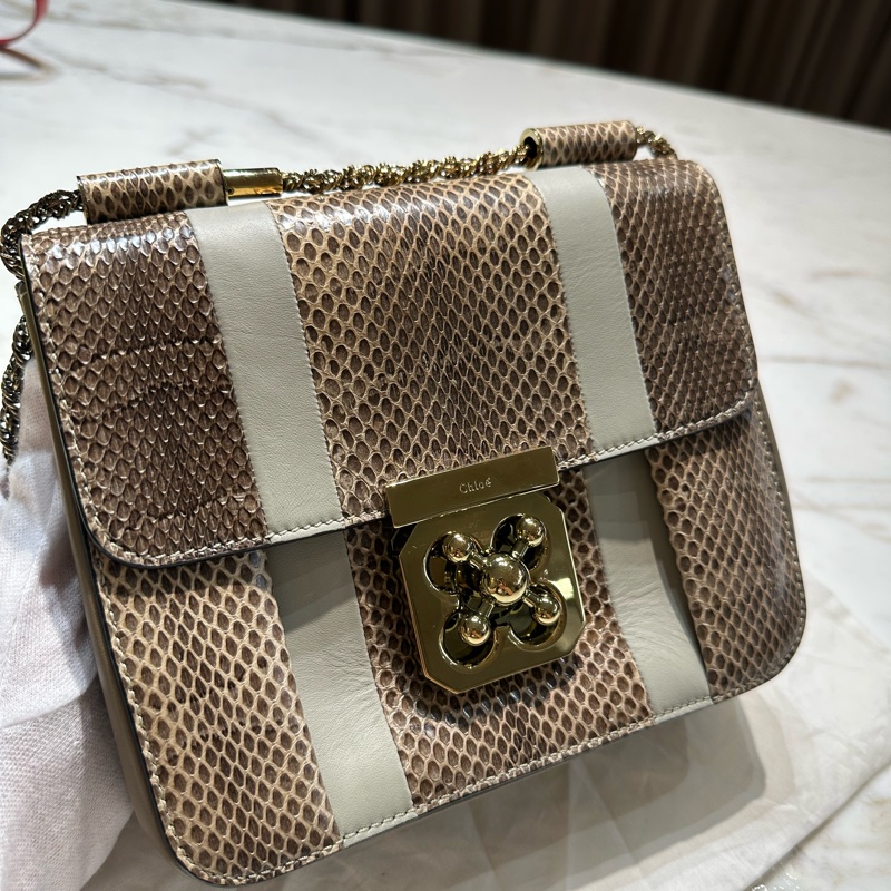 Chloé 蛇皮 金轉扣 手提 斜背包-1