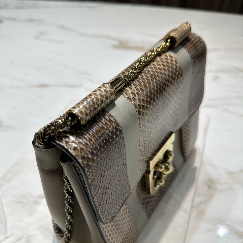Chloé 蛇皮 金轉扣 手提 斜背包-3