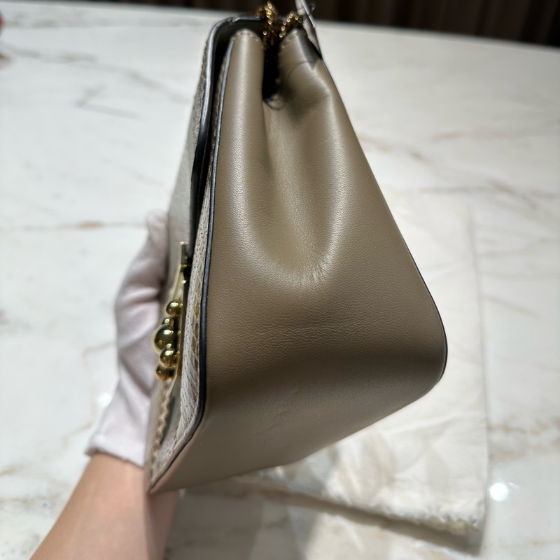 Chloé 蛇皮 金轉扣 手提 斜背包-7