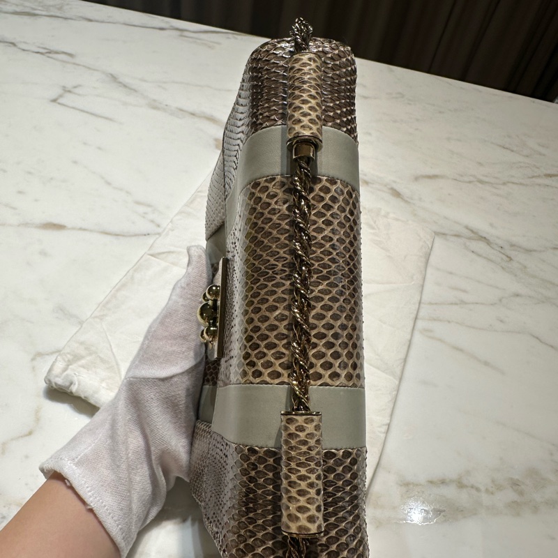 Chloé 蛇皮 金轉扣 手提 斜背包-11