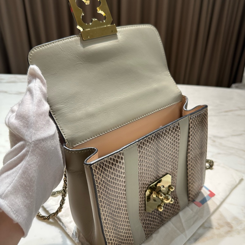Chloé 蛇皮 金轉扣 手提 斜背包-13