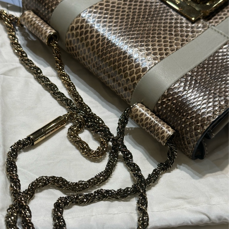 Chloé 蛇皮 金轉扣 手提 斜背包-17