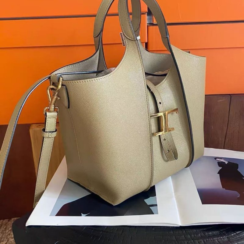 tods 經典款timeless T扣奶茶灰迷你托特包30*21*16cm 98新配件塵袋-1