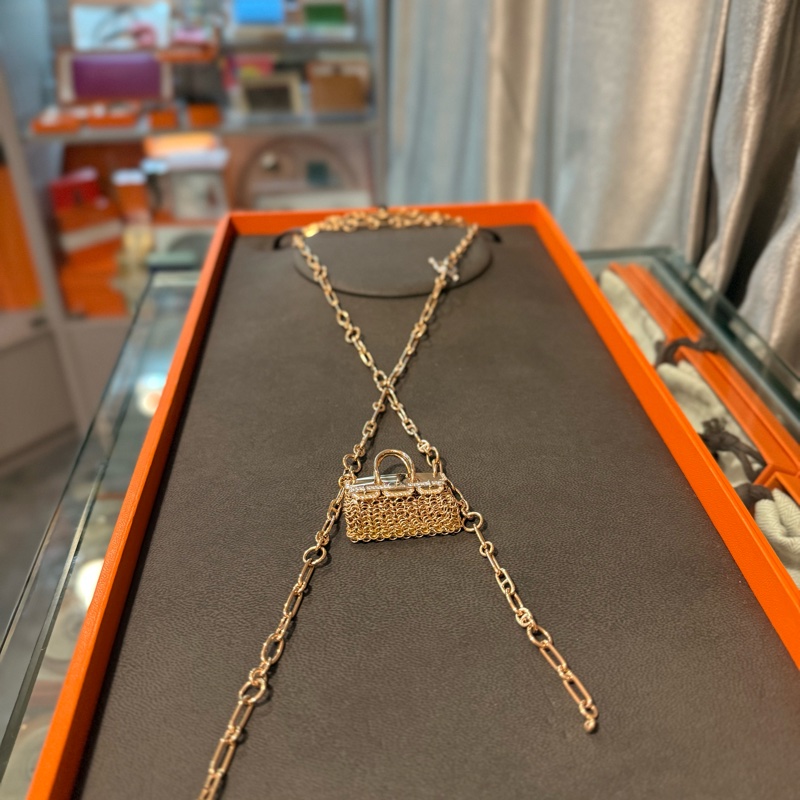 Hermes 高級珠寶系列 - Precieux Birkin 帶鑽長頸鏈-0