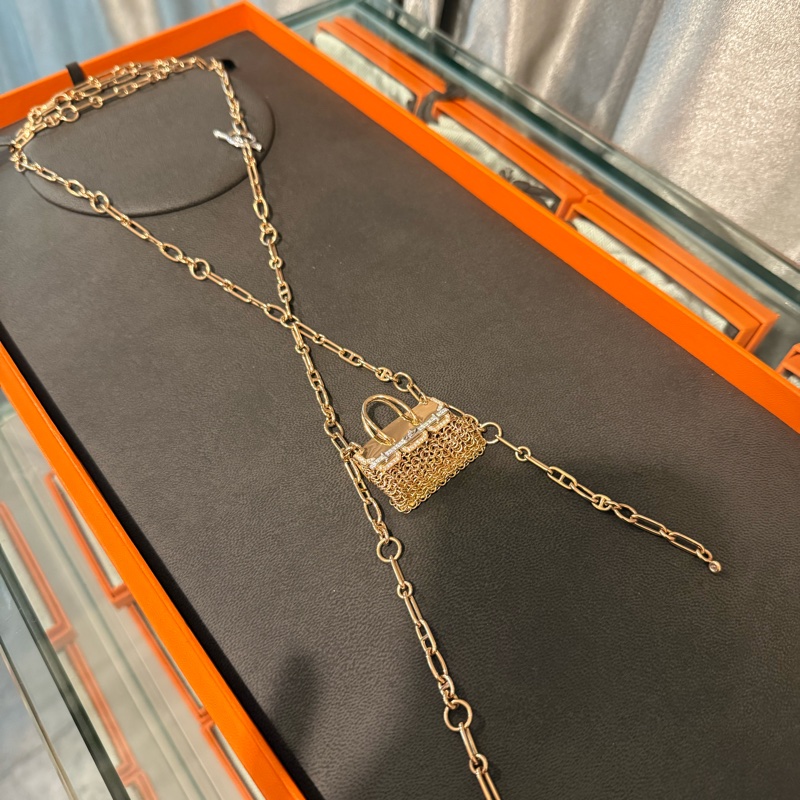 Hermes 高級珠寶系列 - Precieux Birkin 帶鑽長頸鏈-1