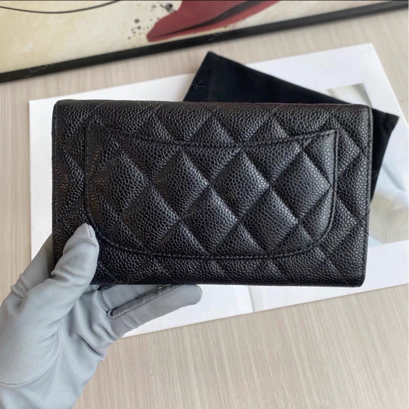 CHANEL黑金荔枝紋長款錢包-4