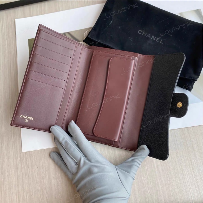 CHANEL黑金荔枝紋長款錢包-5