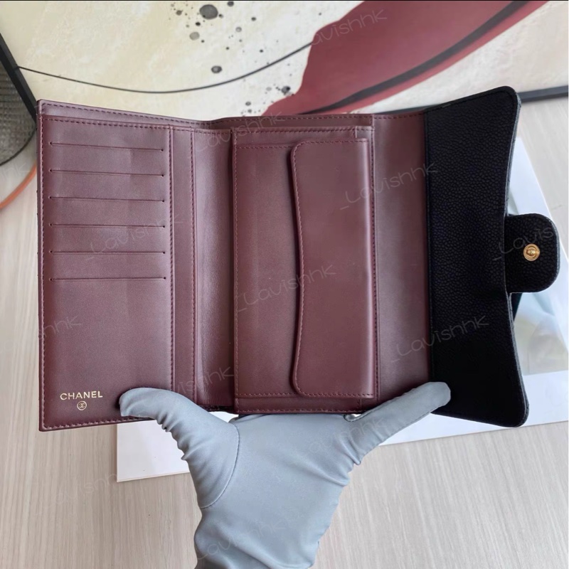 CHANEL黑金荔枝紋長款錢包-8