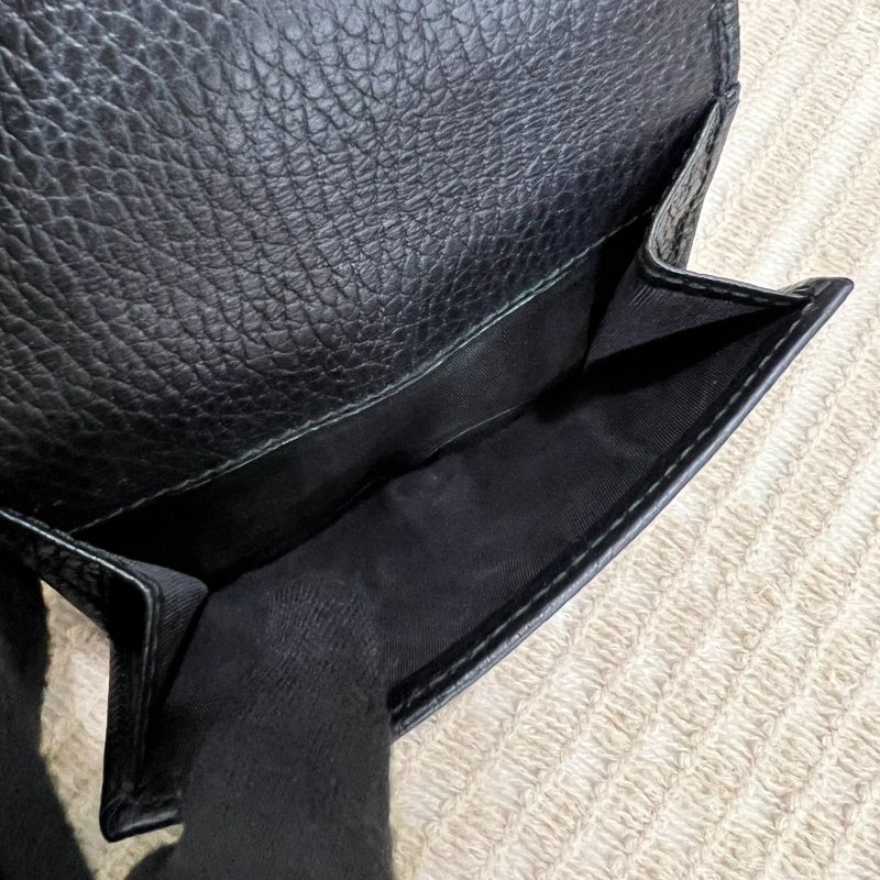 GUCCI 474746 黑牛皮翻蓋三折短夾-7