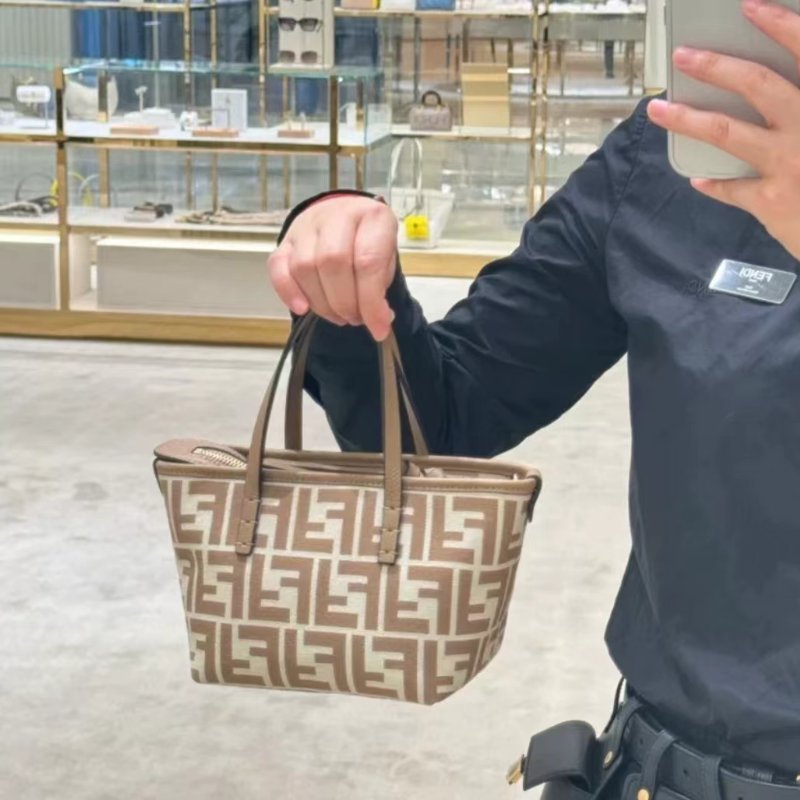 Fendi mini roll托特包FF老花手提包 卡其色 全新-1