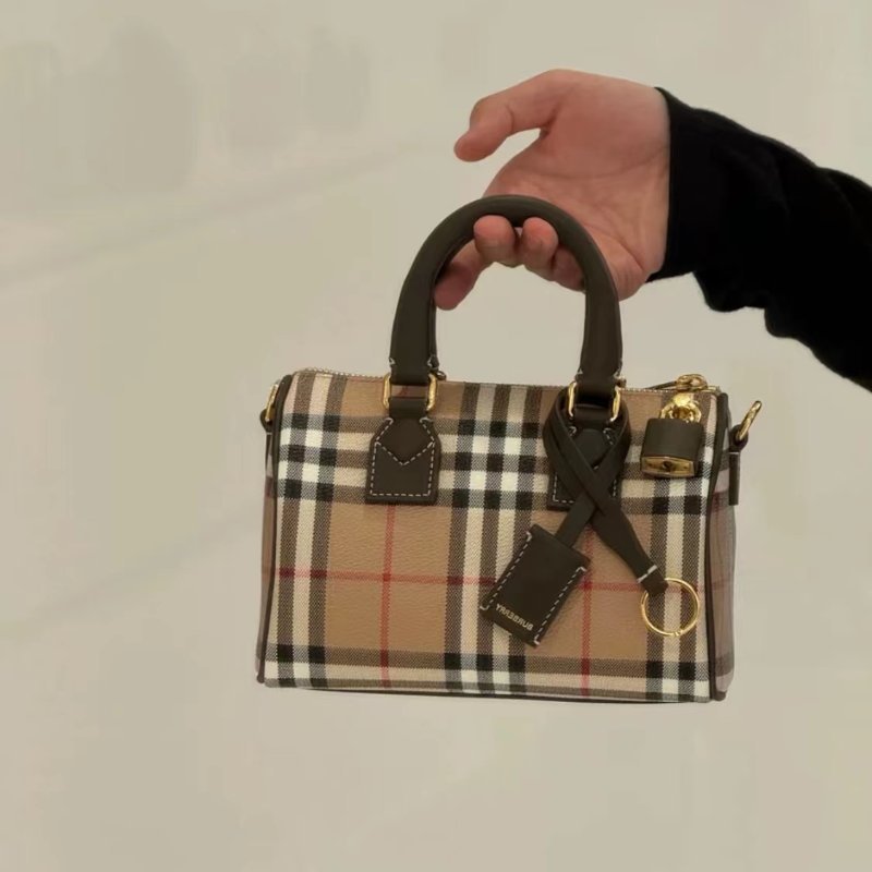 BURBERRY迷你復古格紋波士頓包 全新-0