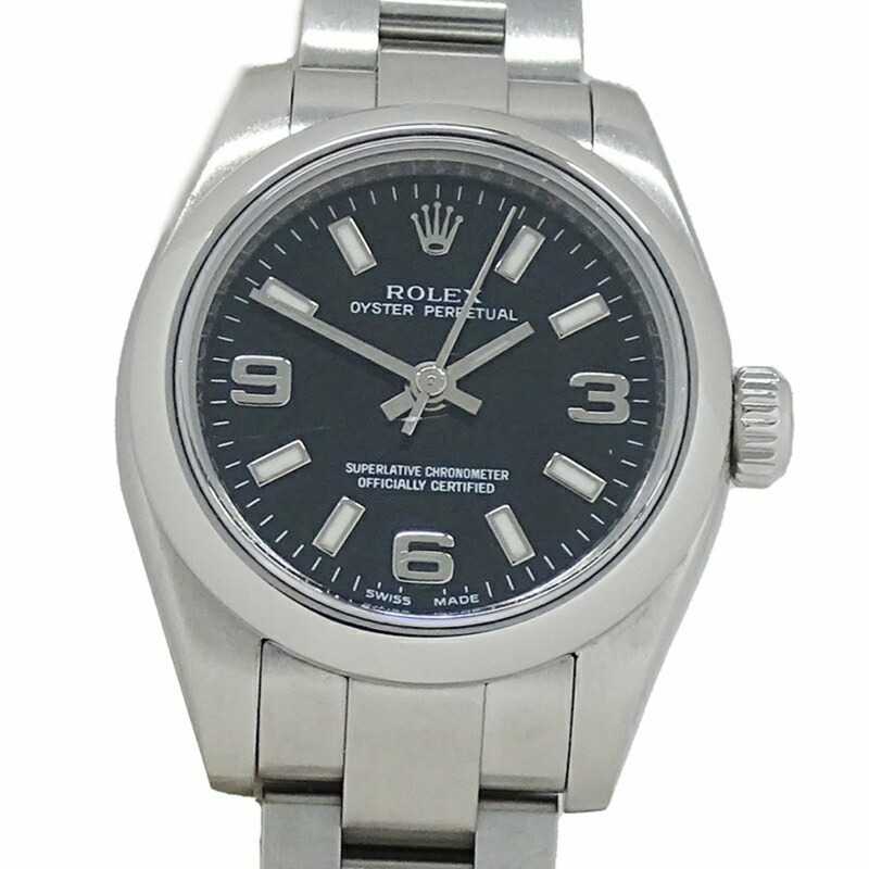 勞力士 ROLEX Oyster Perpetual 176200 M Series 手錶 女士腕錶 自動 AT 不鏽鋼 SS 銀色 黑色 拋光-2