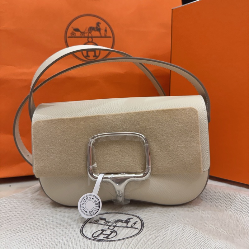 【全新】Hermès Della Elan 奶昔白 銀釦 K 全新全配-2