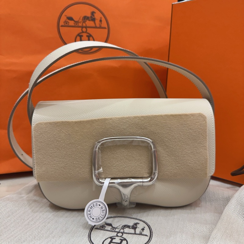 【全新】Hermès Della Elan 奶昔白 銀釦 K 全新全配-3