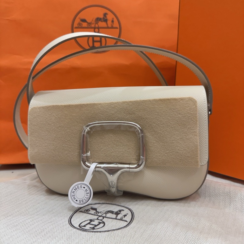 【全新】Hermès Della Elan 奶昔白 銀釦 K 全新全配-4