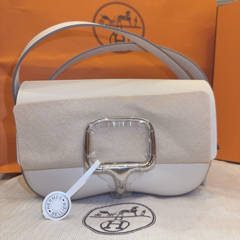 【全新】Hermès Della Elan 奶昔白 銀釦 K 全新全配-7