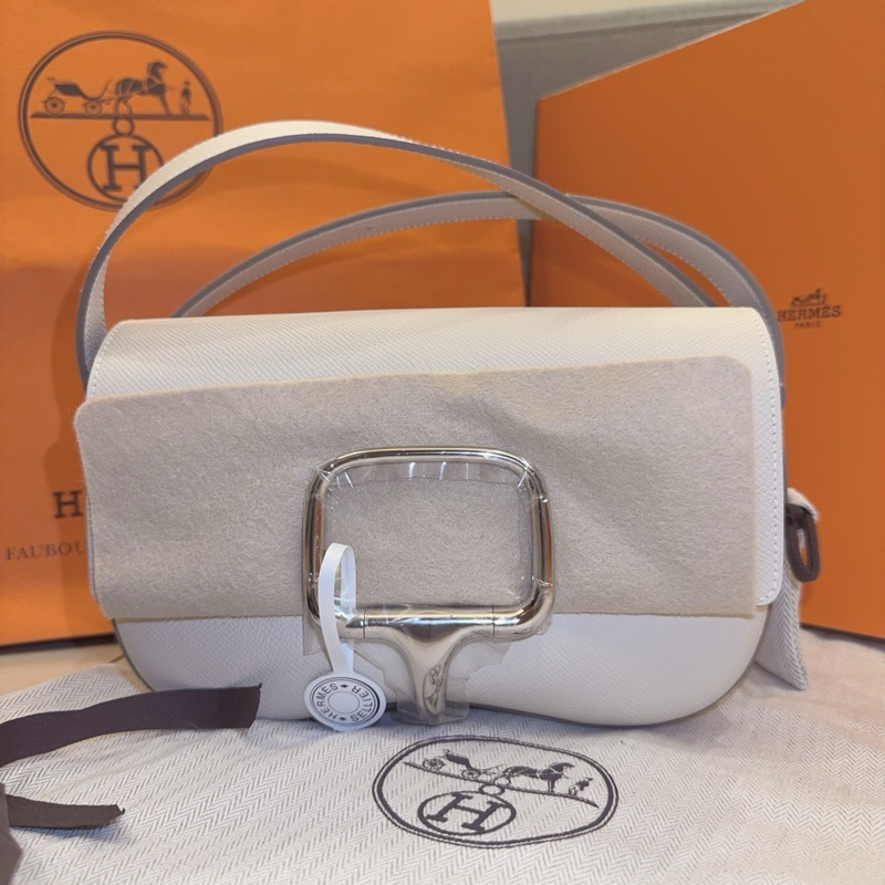 【全新】Hermès Della Elan 奶昔白 銀釦 K 全新全配-8