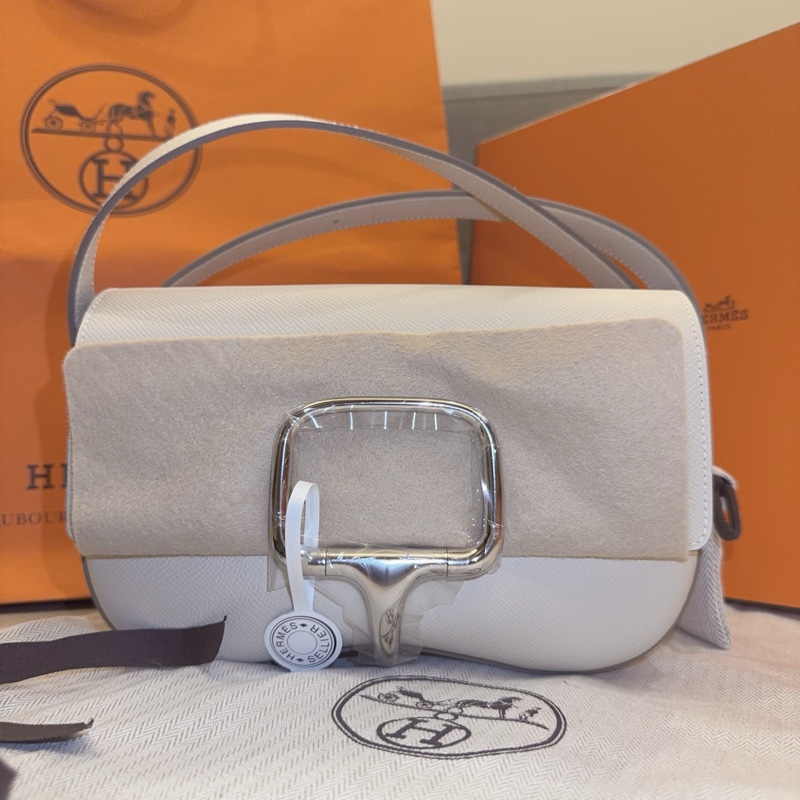 【全新】Hermès Della Elan 奶昔白 銀釦 K 全新全配-9