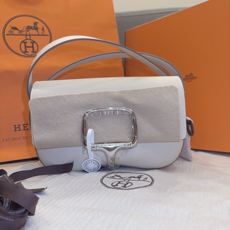 【全新】Hermès Della Elan 奶昔白 銀釦 K 全新全配-10