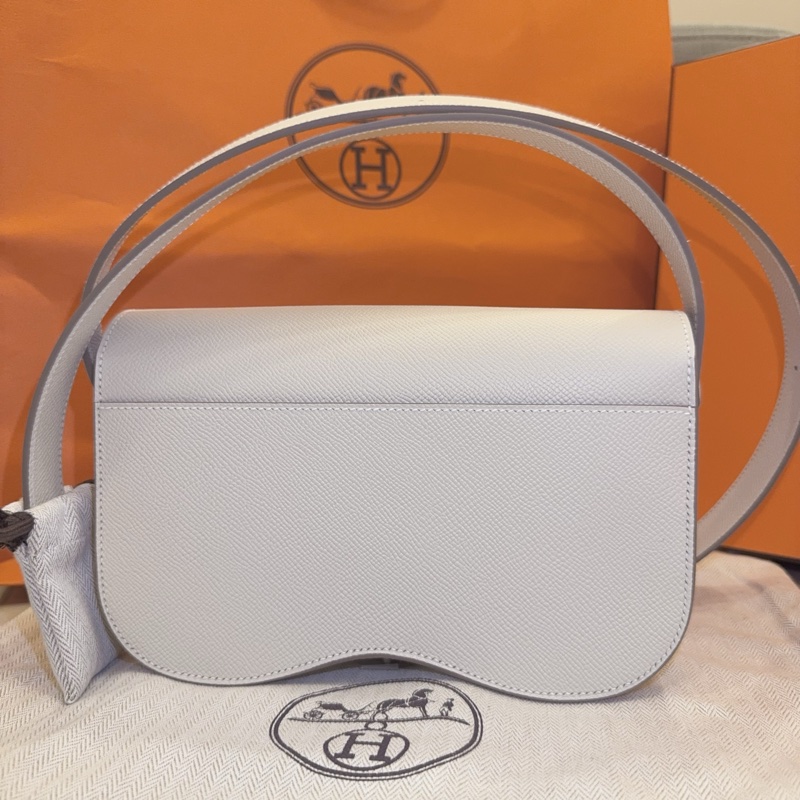 【全新】Hermès Della Elan 奶昔白 銀釦 K 全新全配-12