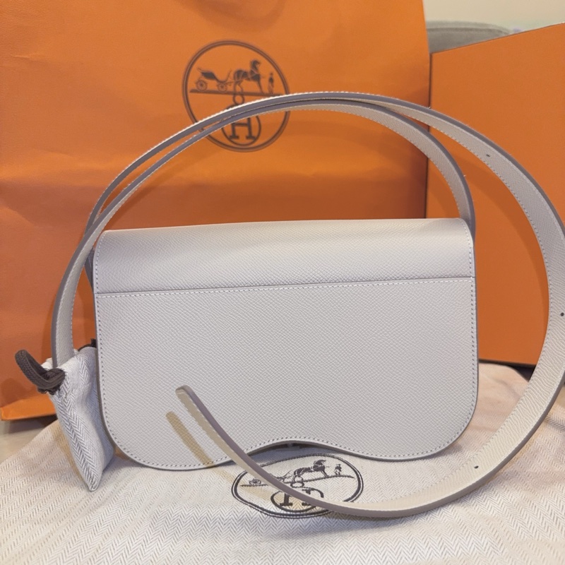 【全新】Hermès Della Elan 奶昔白 銀釦 K 全新全配-15