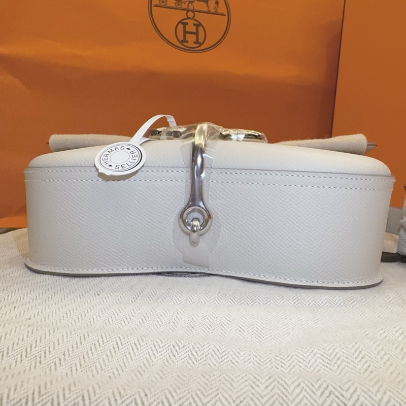 【全新】Hermès Della Elan 奶昔白 銀釦 K 全新全配-16