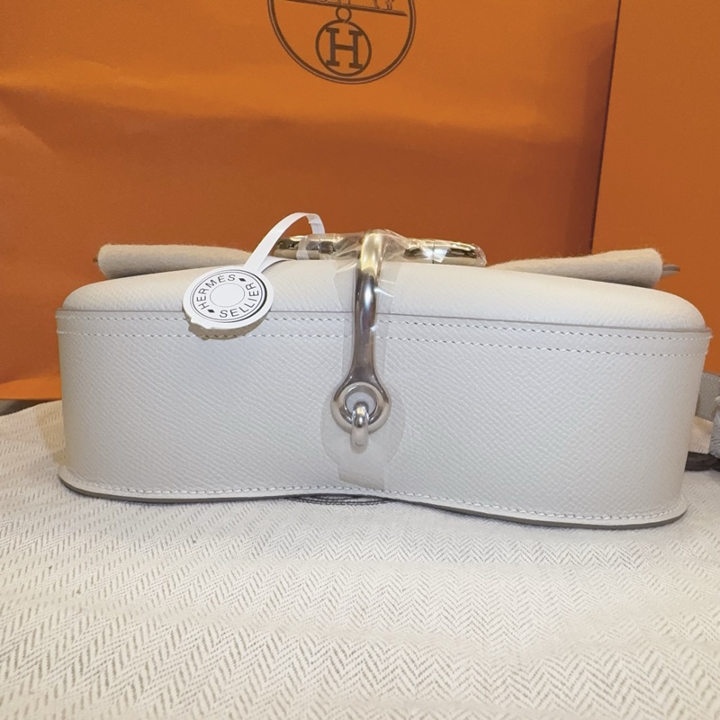 【全新】Hermès Della Elan 奶昔白 銀釦 K 全新全配-17