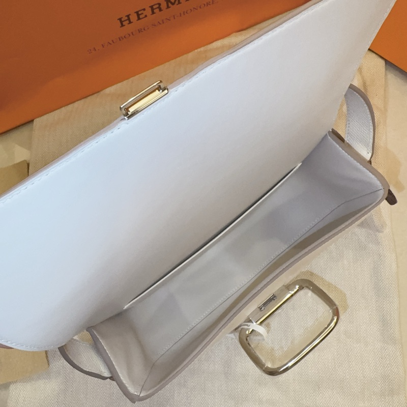 【全新】Hermès Della Elan 奶昔白 銀釦 K 全新全配-23