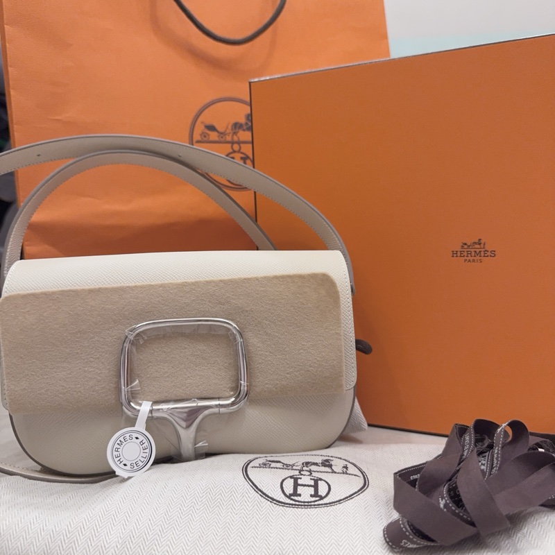 【全新】Hermès Della Elan 奶昔白 銀釦 K 全新全配-38