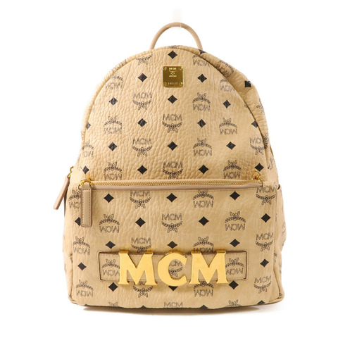 MCM 塗層帆布Backpack銀扣背包