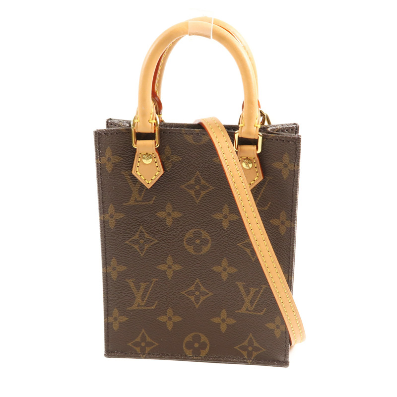 LOUIS VUITTON Monogram Petit Sac Plat金扣手挽肩背兩用袋Monogram Petit Sac Plat金扣手挽肩背兩用袋-0