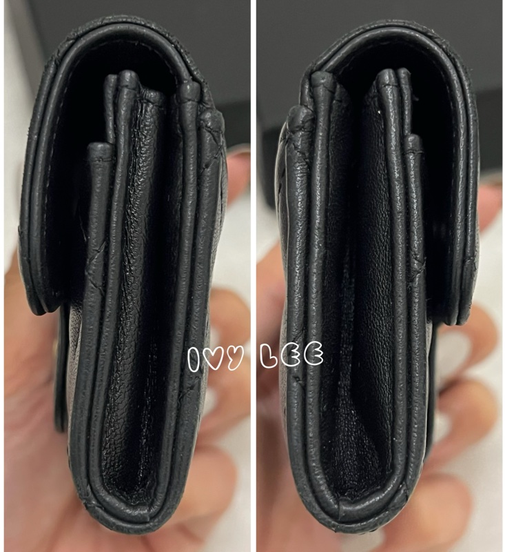 Chanel 香奈兒 黑雙C logo羊皮釦式零錢包 卡片夾AP0214 正品 二手精品-10