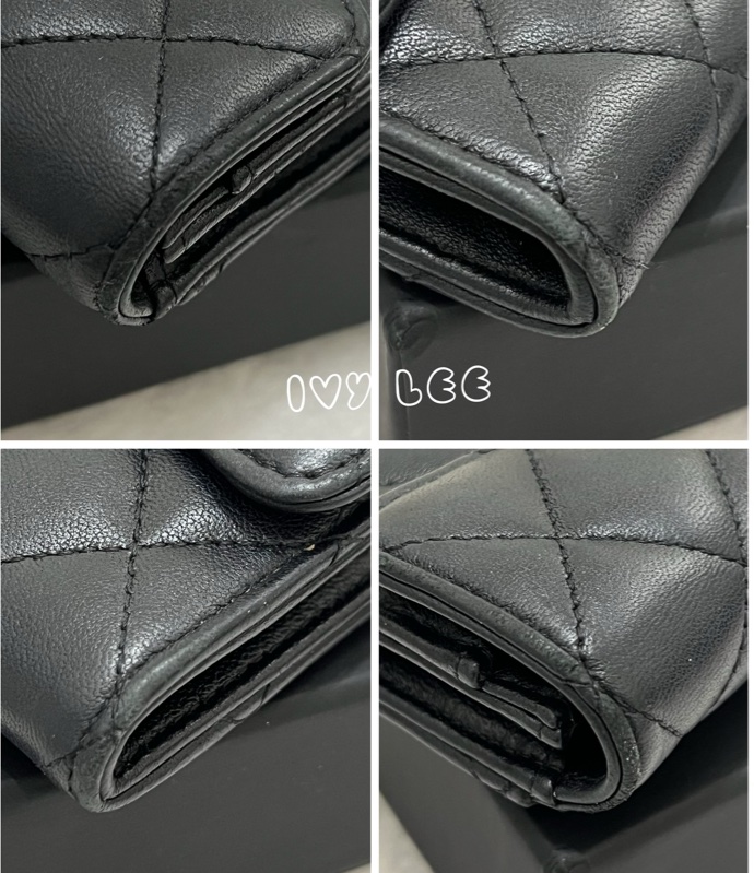 Chanel 香奈兒 黑雙C logo羊皮釦式零錢包 卡片夾AP0214 正品 二手精品-12