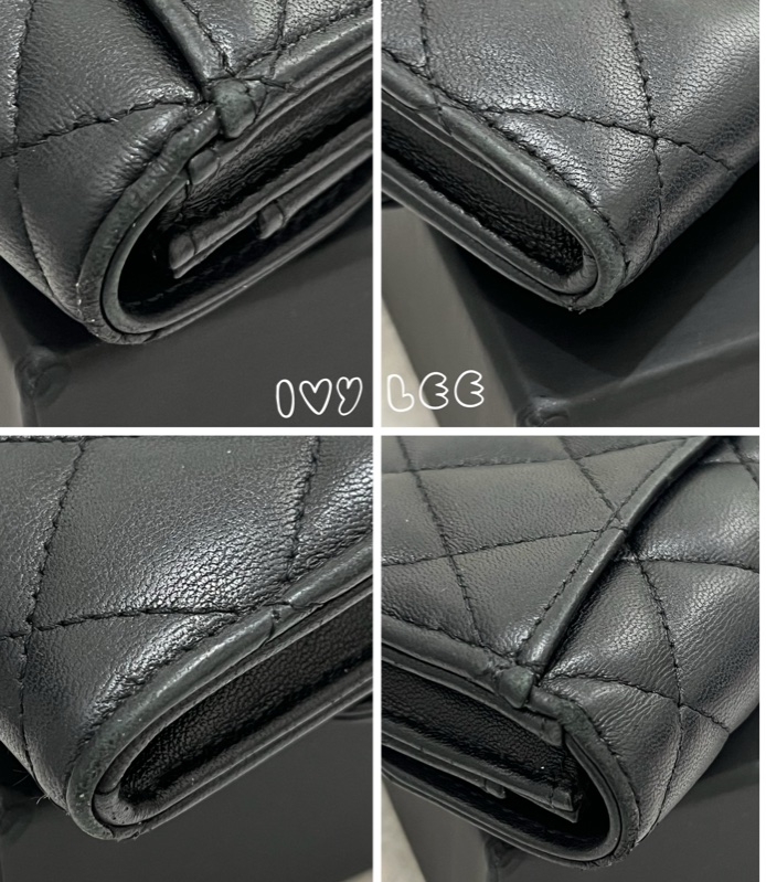 Chanel 香奈兒 黑雙C logo羊皮釦式零錢包 卡片夾AP0214 正品 二手精品-13