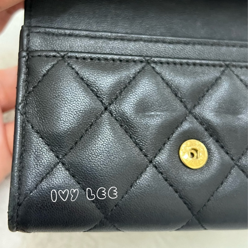 Chanel 香奈兒 黑雙C logo羊皮釦式零錢包 卡片夾AP0214 正品 二手精品-19