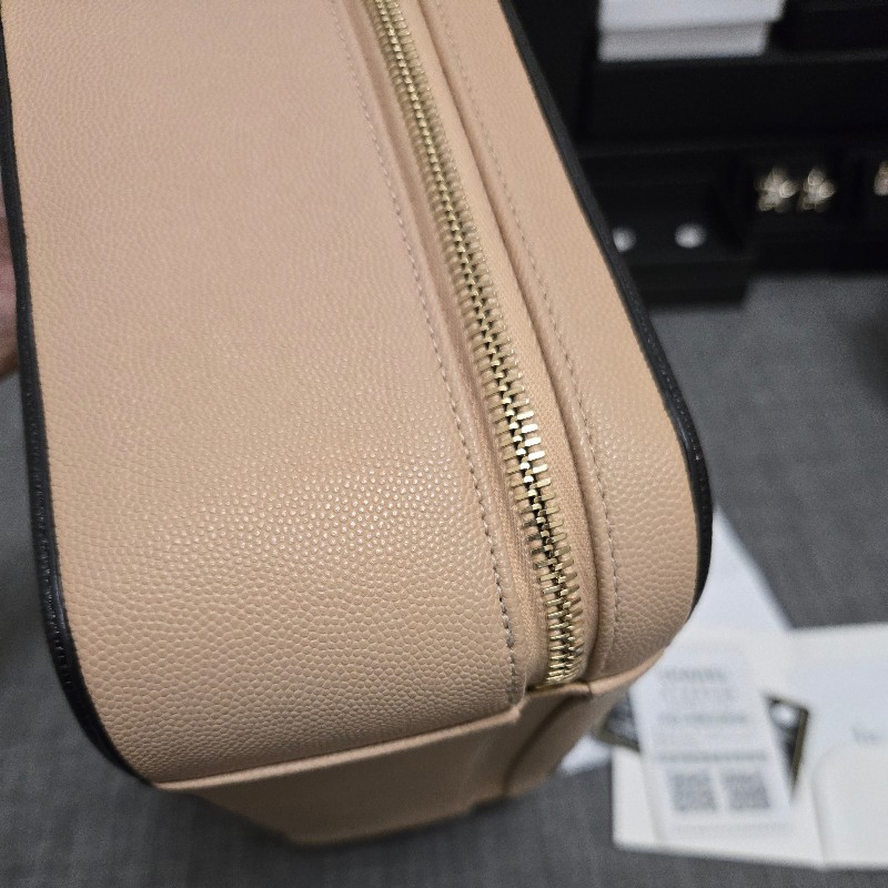 香奈兒 Chanel vanity 米黑色化妝箱 相機包 奶茶色 附鏡子-38