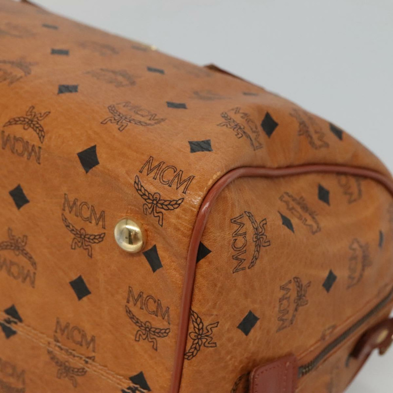 【日本直送】MCM Logo 圖案 Vicetos 波士頓包 PVC 皮革 棕金色 正品 124167-8